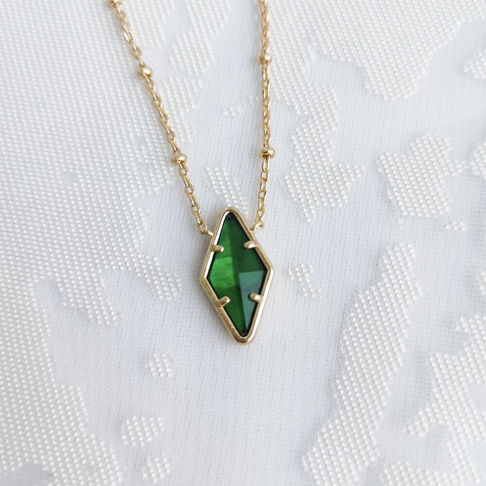Kendra Scott Kinsley Gold Short Necklace Kelly Green